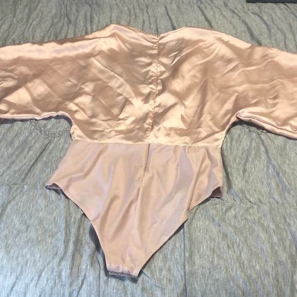 Pink silk v cut bodysuit - Picture 6 of 6